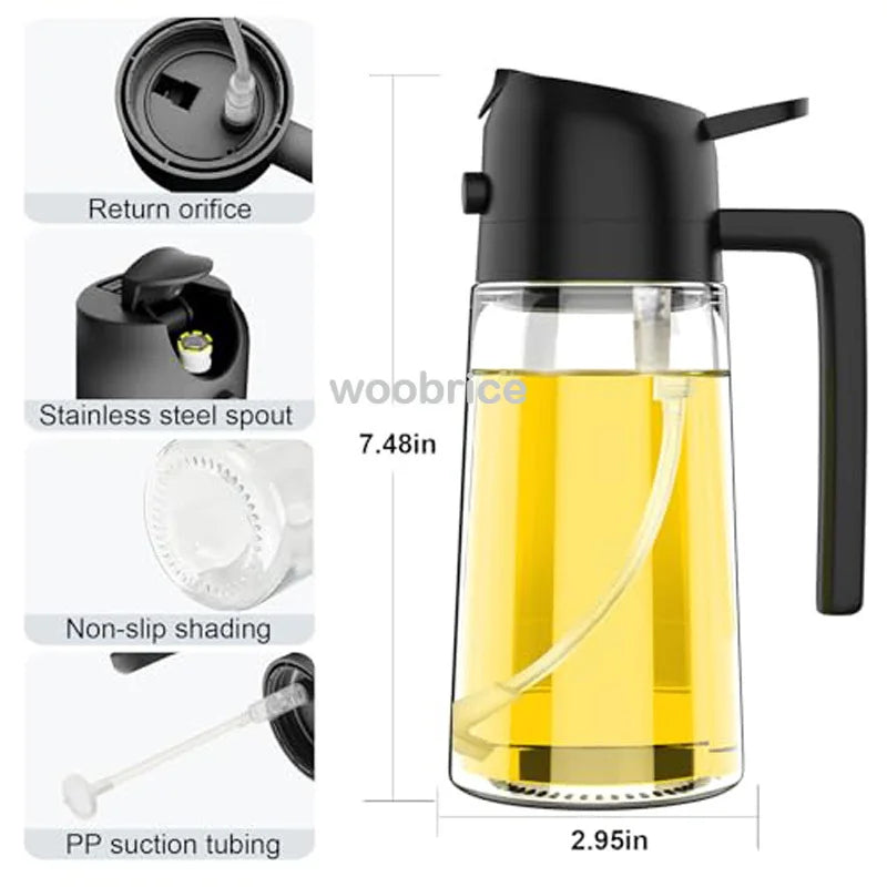 2-in-1-Küchenspray-Ölspender, Ölsprüher, Polierer oder nur Spray für Luftfritteuse, Salat, Grillen, Braten, Kochen, Küchenzubehör