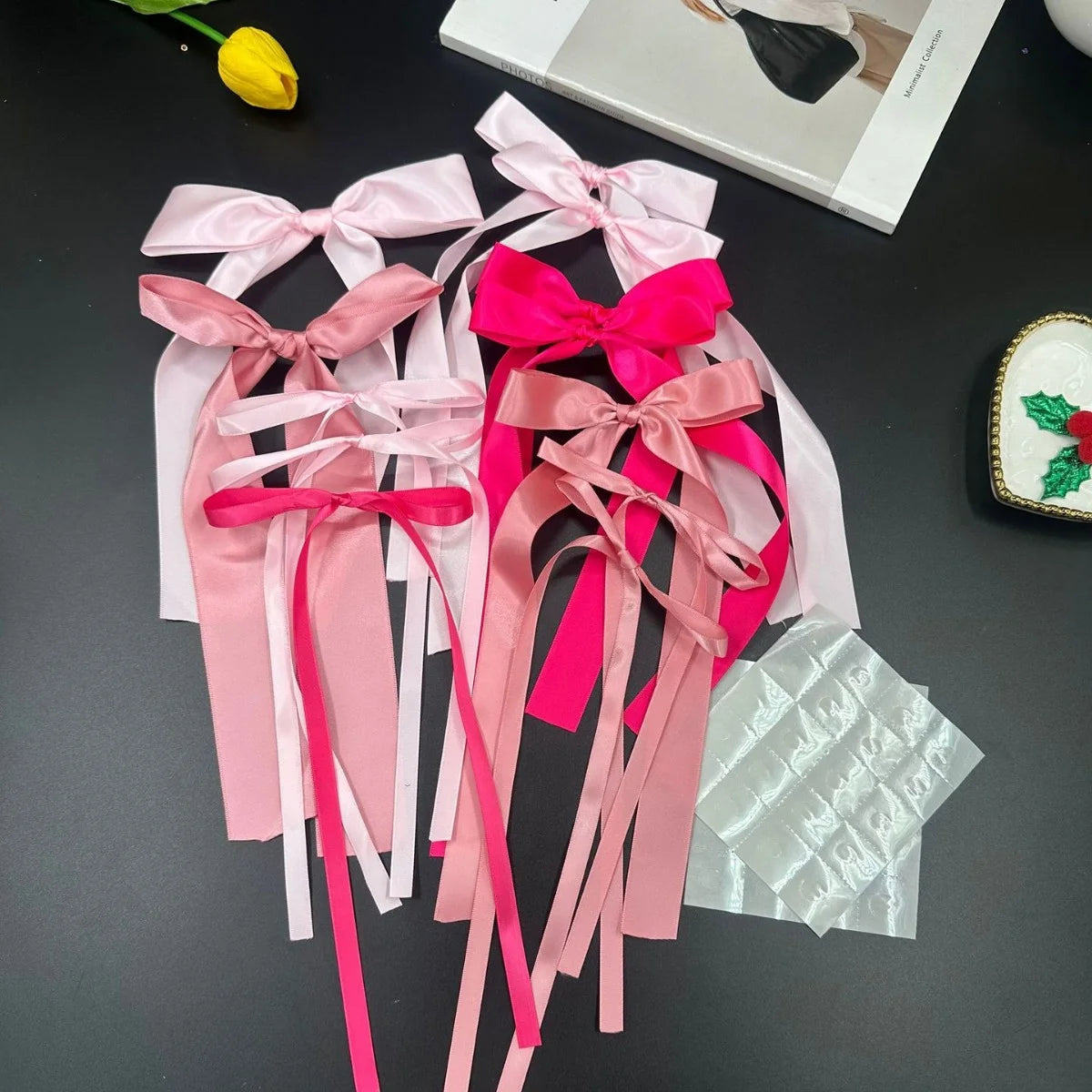 Rosa Schleife Wanddekoration, DIY Schleife Fotohintergrund, Schleifen Girlande, Partydekoration für Geburtstag, Hochzeitsfeier, Weihnachtsbaumschmuck