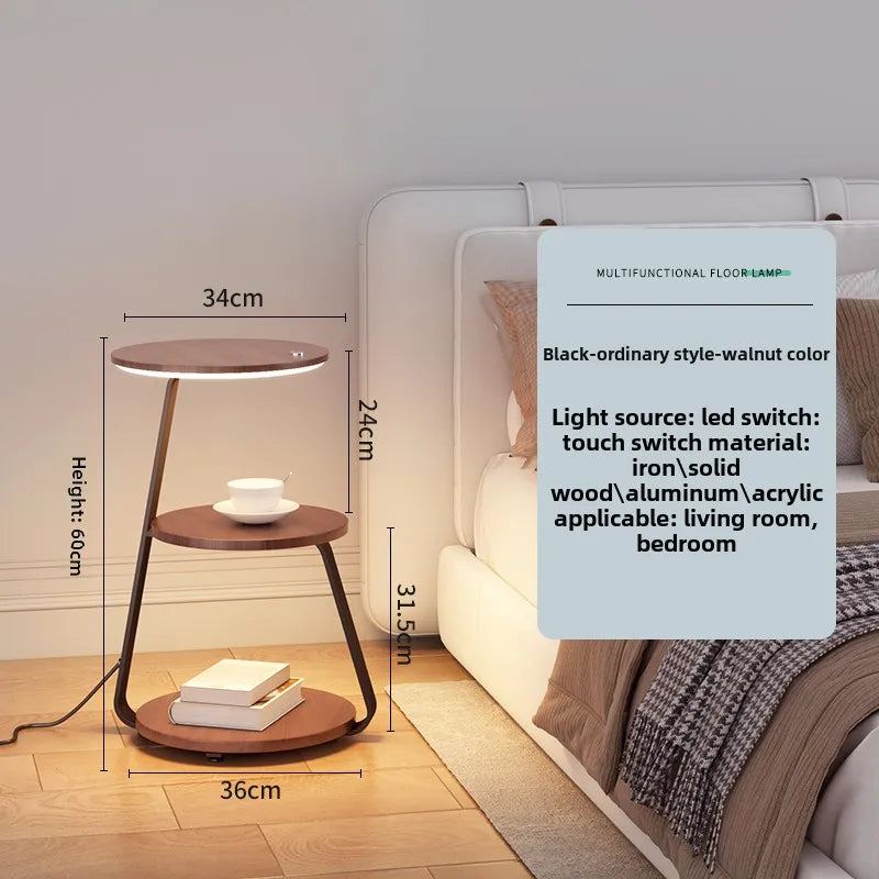 Schlafzimmer Minimalistische Nachttische Kleiner Raum Runder Licht Intelligenter Nachttisch mit kabellosem Ladegerät Nachttisch Bibliotheksmöbel