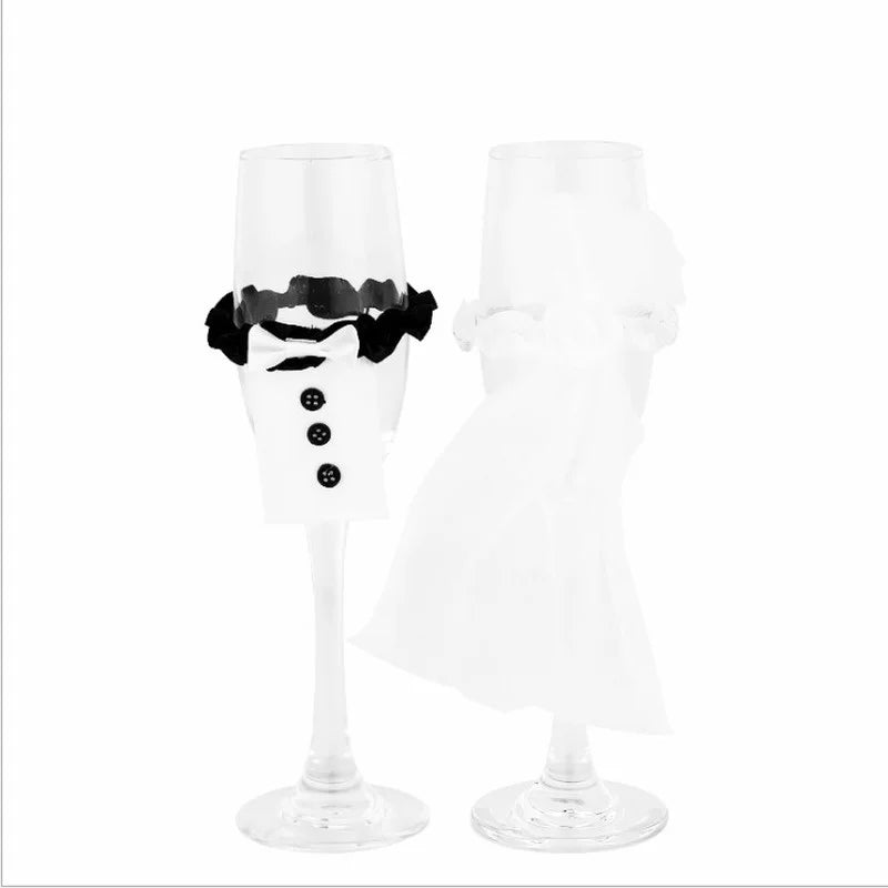 Hochzeit Tisch dekoration Weinglas Tasse Abdeckung Braut Bräutigam Kostüm Glas DIY Braut Braut dusche Junggesellen abschied Dekor zu sein