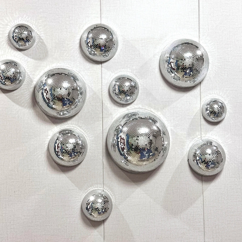 Wand-Disco-Kugel, verspiegelte Designs, metallische Heimdekoration, Spiegelkugel, Dekoration für Hochzeit, Disco-Kugel, Halbkreis, Heim-Wandkunst