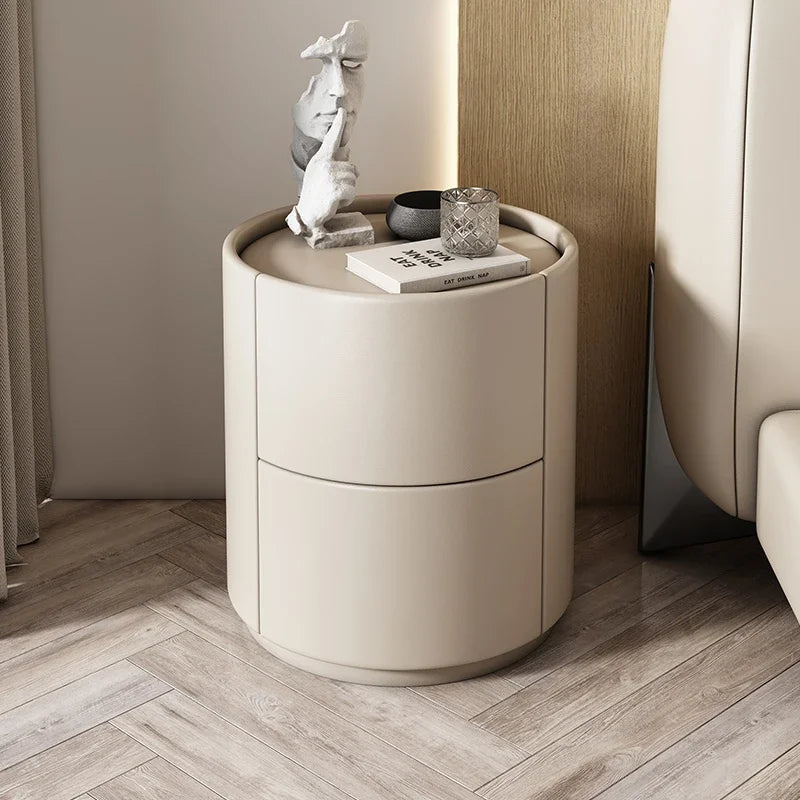 Home Wohnzimmer Sofa Seitenschrank, kreativer runder Nachttisch aus massivem Holz, neuer einfacher moderner kleiner Schlafzimmer-Aufbewahrungsschrank