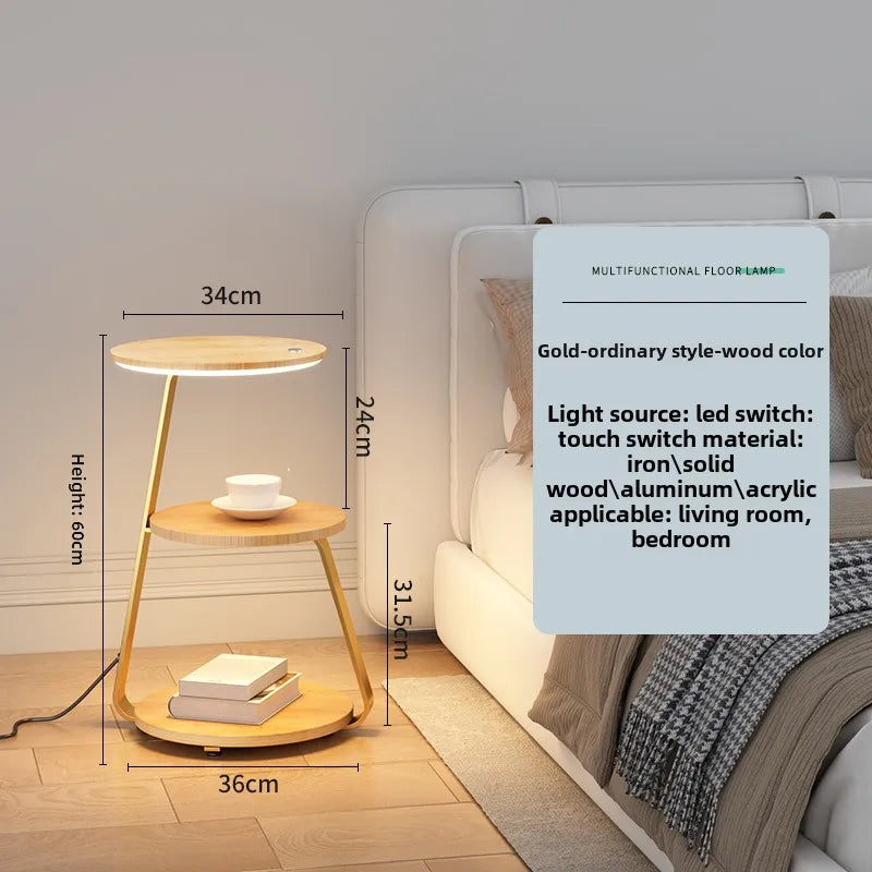 Schlafzimmer Minimalistische Nachttische Kleiner Raum Runder Licht Intelligenter Nachttisch mit kabellosem Ladegerät Nachttisch Bibliotheksmöbel