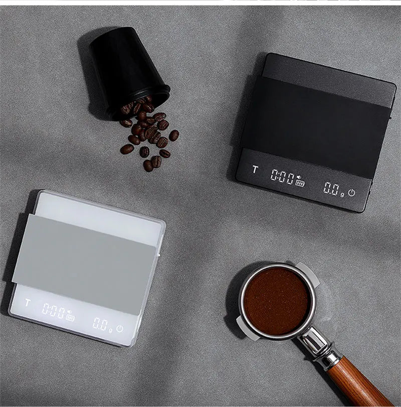 MHW-3BOMBER Digitale Küchenkaffeewaage, hochpräzise, zyklische, wiederaufladbare Espresso-elektronische Waage, Heim-Barista-Zubehör