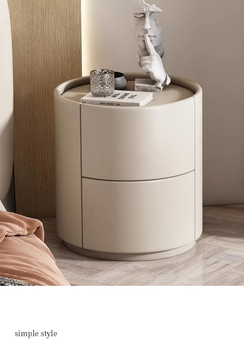 Home Wohnzimmer Sofa Seitenschrank, kreativer runder Nachttisch aus massivem Holz, neuer einfacher moderner kleiner Schlafzimmer-Aufbewahrungsschrank