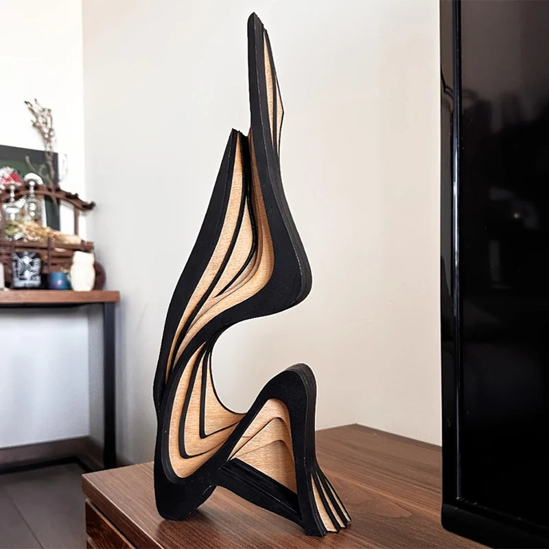 Dreidimensionale gebogene künstlerische Dekoration aus Holz, Bücherregal, Raumdekoration, Desktop-Ornamente, Kunstwerk mit unregelmäßiger Form