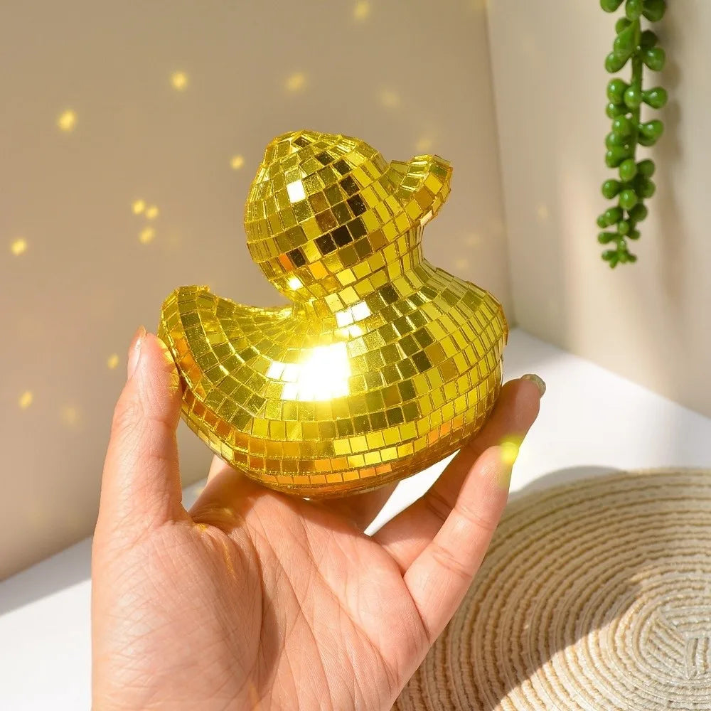 Dekorativer Desktop-Disco-Spiegel, Enten-Discokugel aus Glas, Disco-Ornament, Enten-Discokugel als Heimdekoration, Spiegel-Disco-Ente für Zuhause