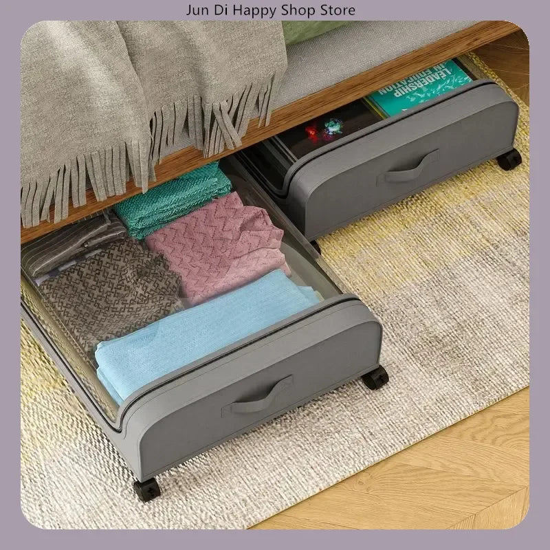 Bettboden-Aufbewahrungsbox mit Rollen, unter dem Bett, staubdichter Organizer für Kleidung, Schuhe, Zuhause, Schlafzimmer, schlichtes Design, rollende Schublade