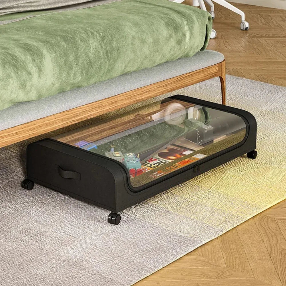 Unterbett-Aufbewahrungsbox mit Rollen Staubdichtes Aufbewahrungsregal Einfache Kleider- und Schuhaufbewahrungsbox Schlafzimmer-Organizer