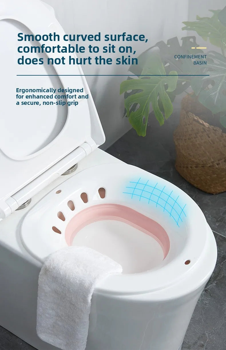 Sitzbad für Hämorrhoiden, Sitzbad für Toilettensitz, Pflege nach der Geburt, Sitz-Badeset für Frauen, zusammenklappbar, Spülschlauch