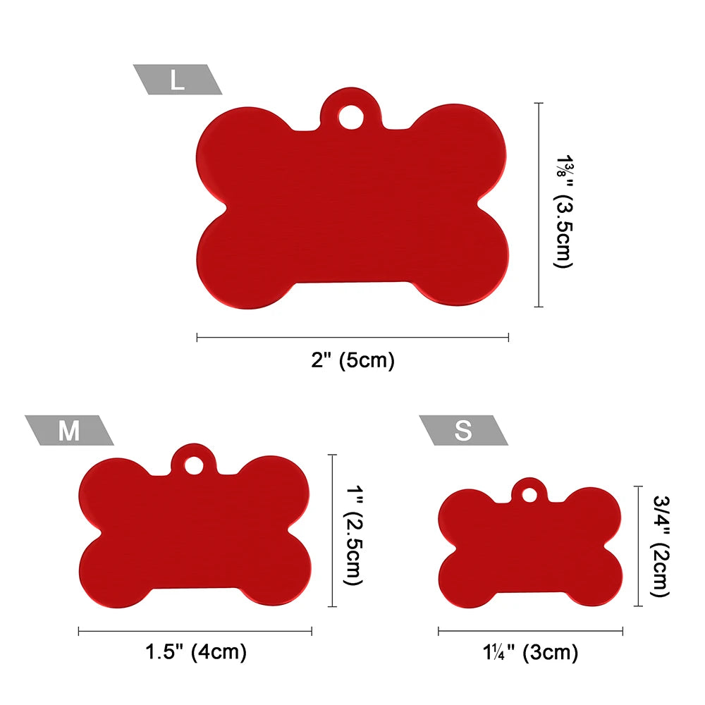 Bone-shaped Pet ID Tag, Personalized Name Tags for Dogs and Cats, Anti-Loss, Free Engraving, Collar Pendant, Bone for Small, Medium, and Large Pets