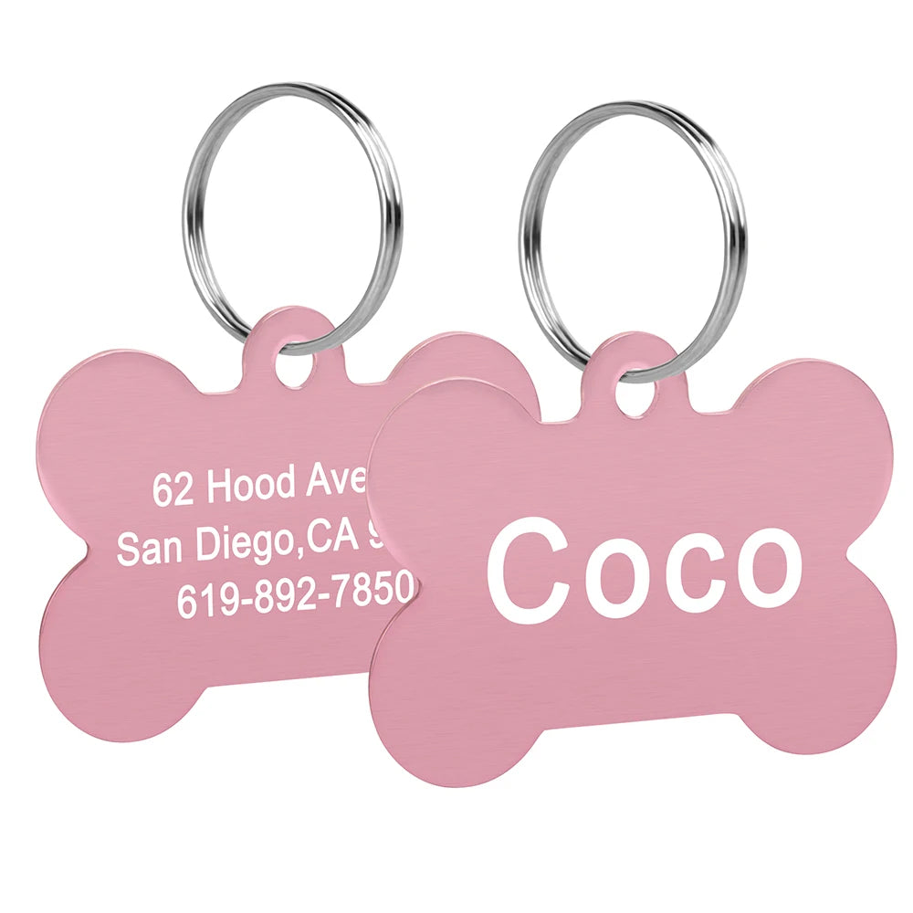 Knochenförmiges Haustier-ID-Tag, personalisierte Namensschilder für Hunde und Katzen, Anti-Verlust, kostenlose Gravur, Halsband, Anhänger, Knochen für kleine, mittelgroße und große Haustiere