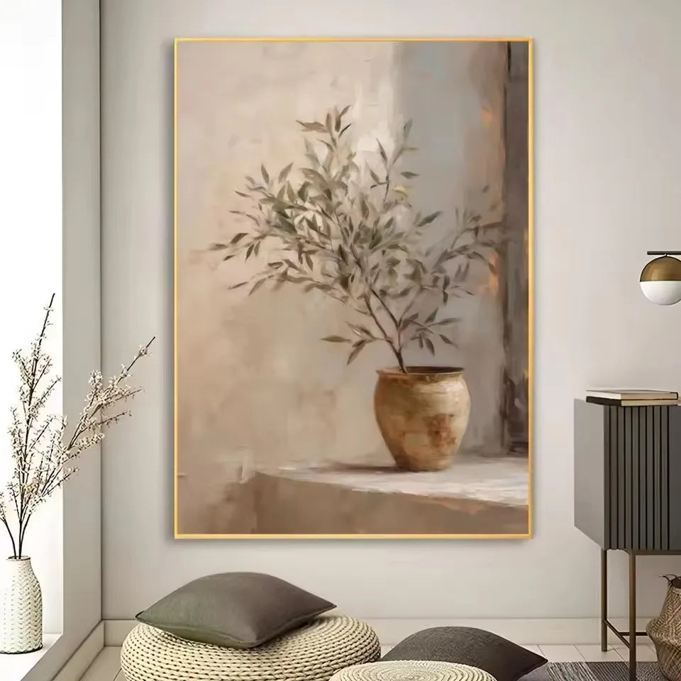 Art Deco Retro Blumenvase Leinwand Wandkunstdruck, rahmenloses modernes abstraktes Blumenposter für Heimdekoration, ästhetische Raumdeko