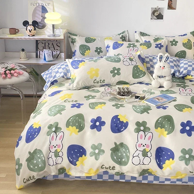 Bettwäsche-Set für Mädchen, Jungen, Schlafzimmer, KINDER, moderne Tröster, Bettbezug, flaches Laken, Kissenbezug, Heimtextilien, weiches Bettwäsche