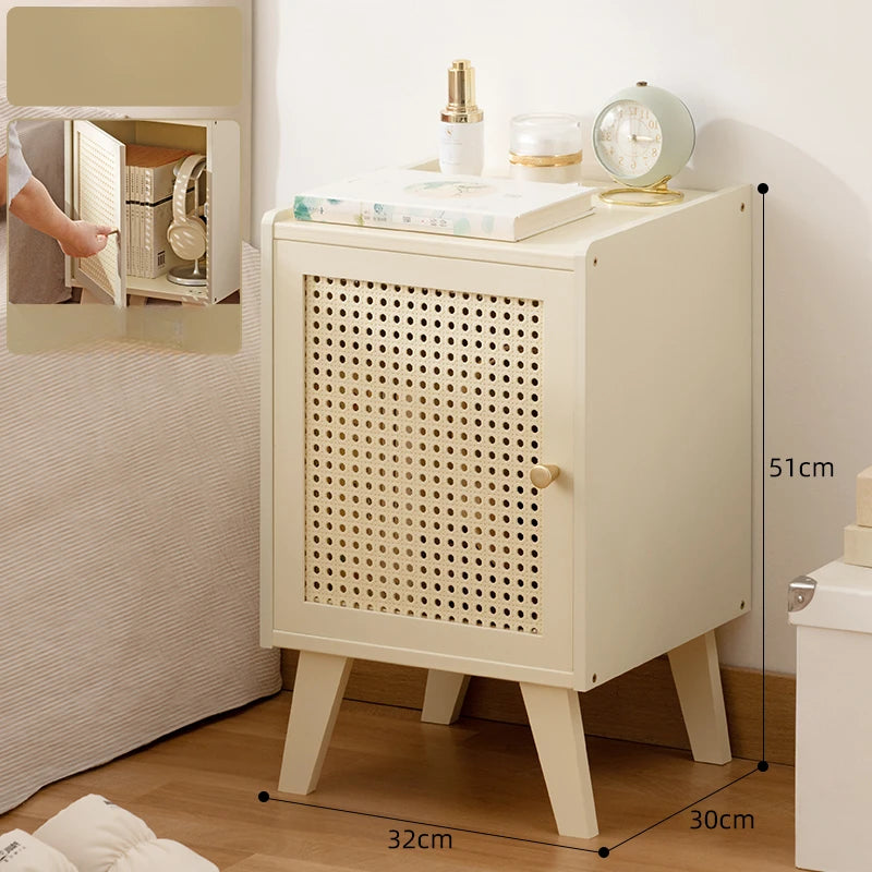 Moderner Nachttisch für Schlafzimmer, einfacher Aufbewahrungsschrank für Schlafzimmer, Schranktür mit ABS-Gitter, starker Türstopper, Nachttisch
