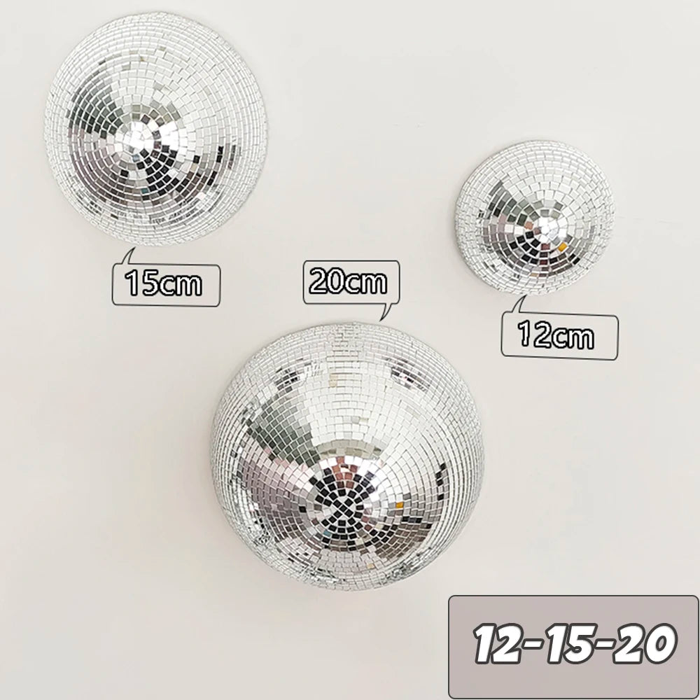 Wand-Disco-Kugel, verspiegelte Designs, metallische Heimdekoration, Spiegelkugel, Dekoration für Hochzeit, Disco-Kugel, Halbkreis, Heim-Wandkunst