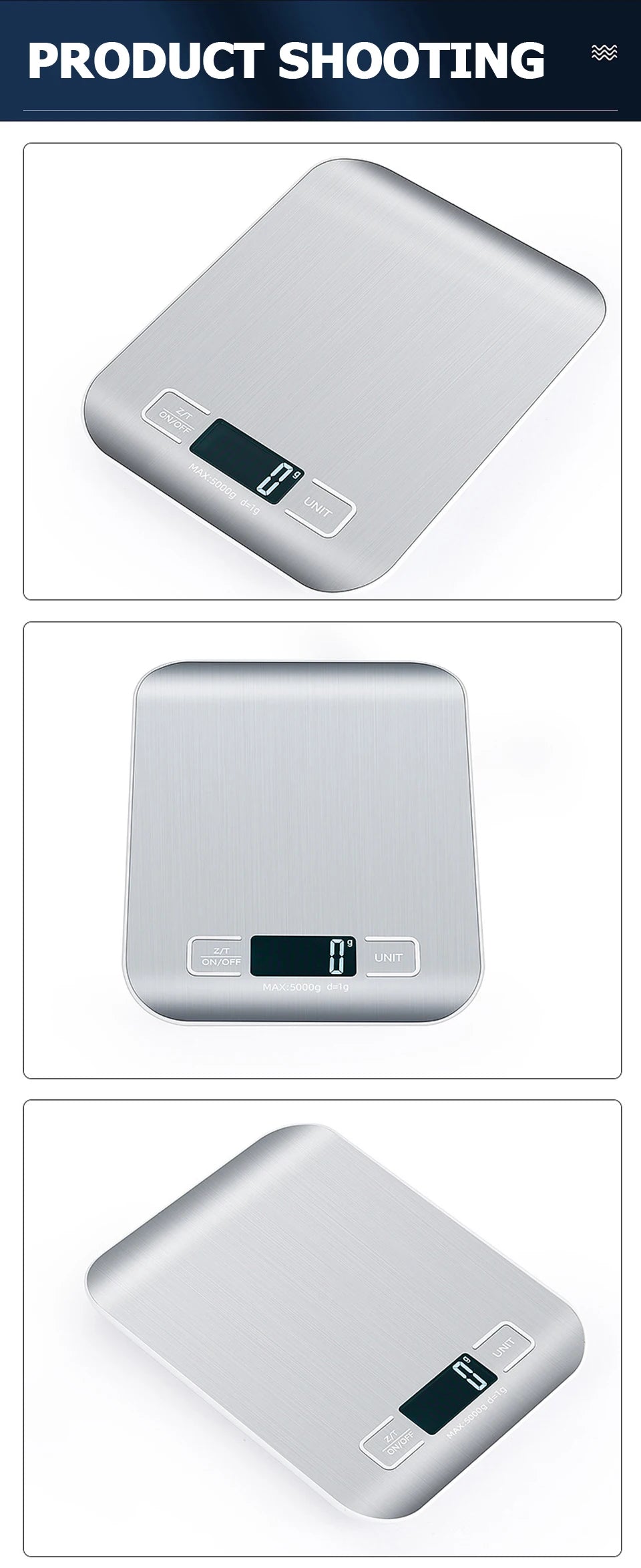 5kg/10kg Digital Kitchen Scales LCD Display Stainless Steel Electronic Scales Home Jewelry Food Snacks Weighing Baking Tools