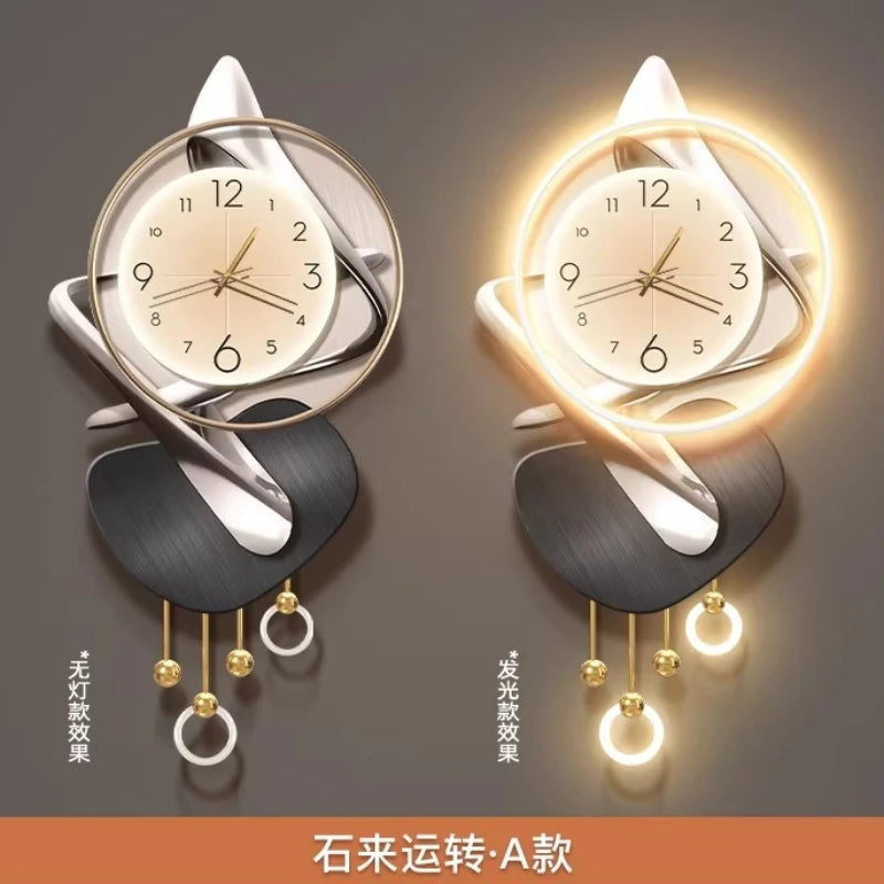 Moderne Design-Wohnzimmer-Digitalwanduhr LED-Restaurant-Uhr Geräuschlose Uhr Große Abstrakte Flur-Wandlampe Wanddekoration