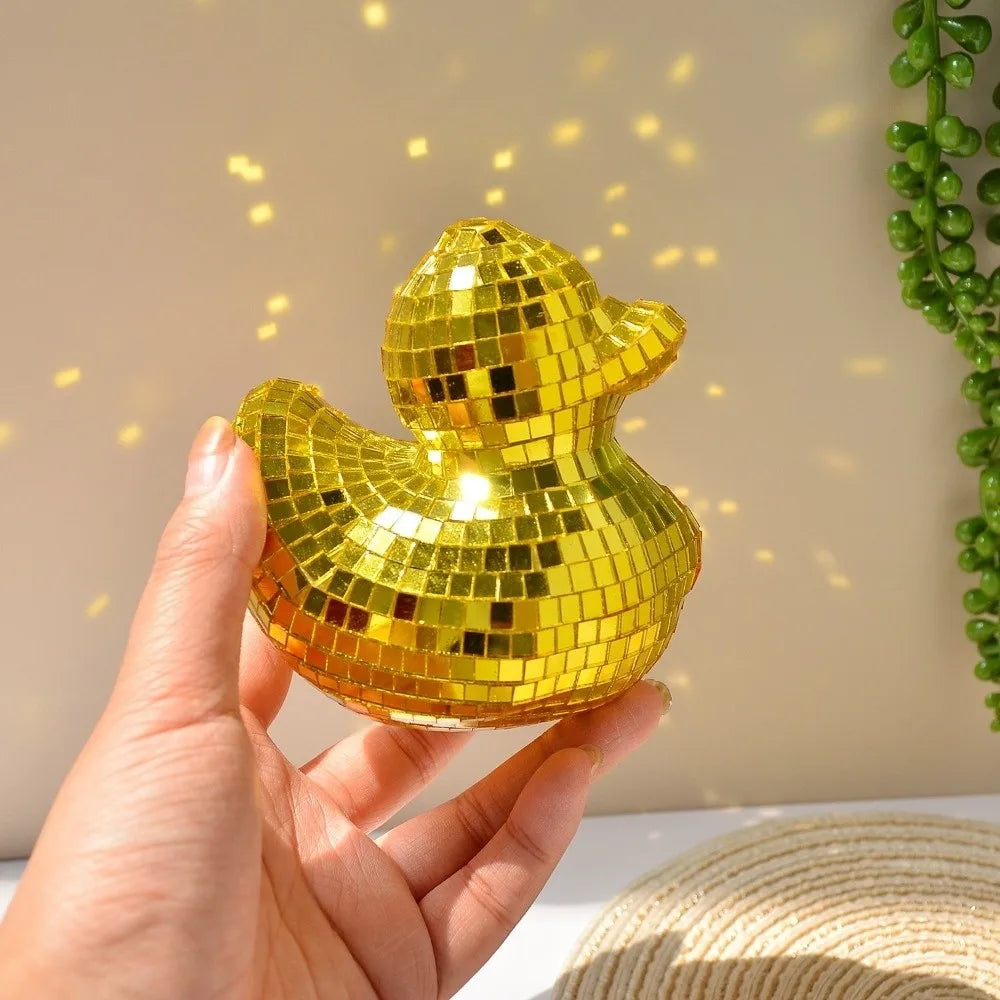Dekorativer Desktop-Disco-Spiegel, Enten-Discokugel aus Glas, Disco-Ornament, Enten-Discokugel als Heimdekoration, Spiegel-Disco-Ente für Zuhause