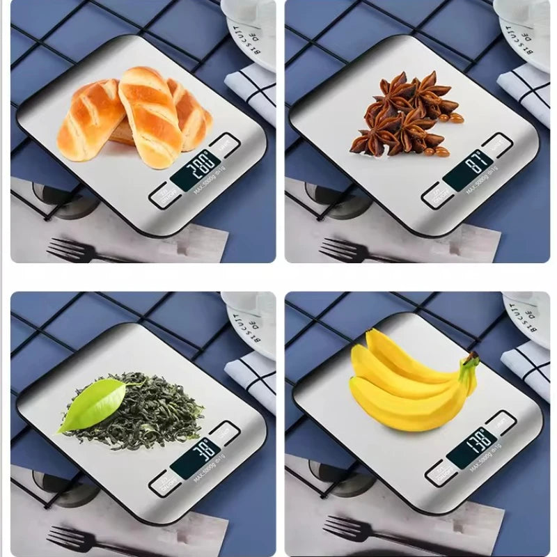 Digitale Küchenwaage, LED-Anzeige, 5 kg/1 g, Edelstahlplatte, elektronische Waage, für Zuhause, Schmuck, Lebensmittel, Snacks, Wiegen, Backwerkzeuge
