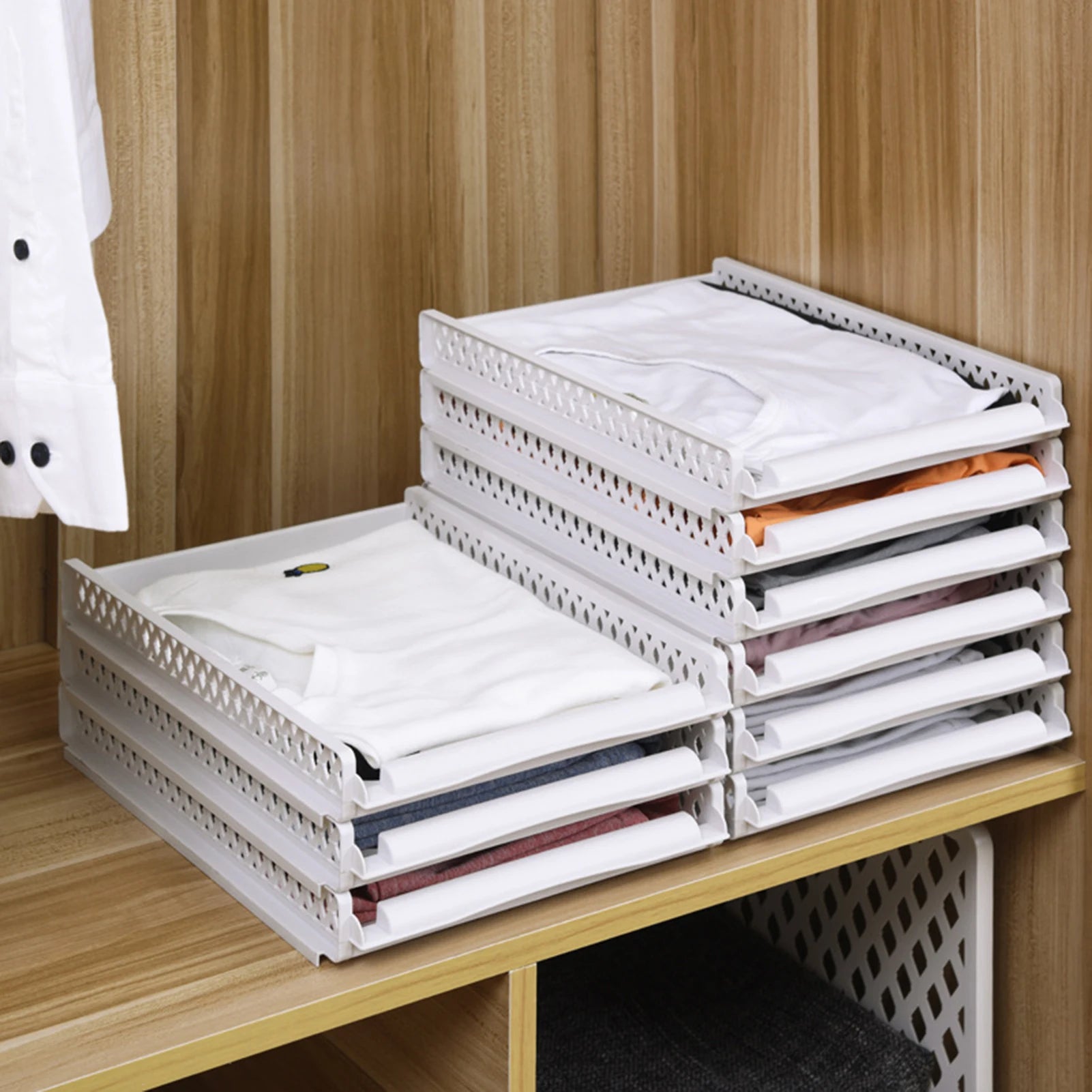 Schlafzimmer Lagerung Regale Kleiderschrank Schrank Layered Partitionen Hause Schubladen Organizer Stapelbare Lagerung Box Raum Trennung Werkzeug