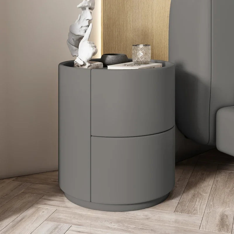 Home Wohnzimmer Sofa Seitenschrank, kreativer runder Nachttisch aus massivem Holz, neuer einfacher moderner kleiner Schlafzimmer-Aufbewahrungsschrank