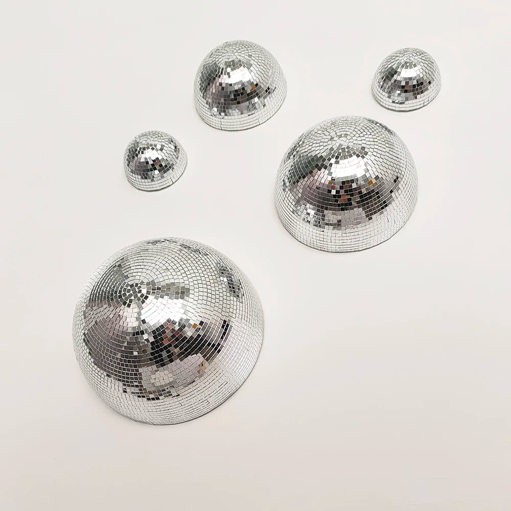 Wand-Disco-Kugel, verspiegelte Designs, metallische Heimdekoration, Spiegelkugel, Dekoration für Hochzeit, Disco-Kugel, Halbkreis, Heim-Wandkunst