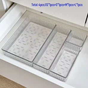 Stapelbarer Schubladen-Organizer aus Acryl – verstellbare Trenntabletts für Kosmetika, modulare Make-up-Aufbewahrungsbox