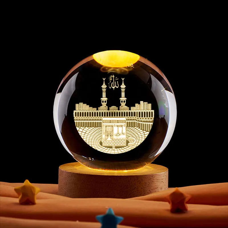 Ramadan Dekoration 3D Kristall Ball Nachtlicht Moschee Schloss Mond Leuchtende Ornament Muslimischen Islam Party Decor Ramadan Kareem Geschenk