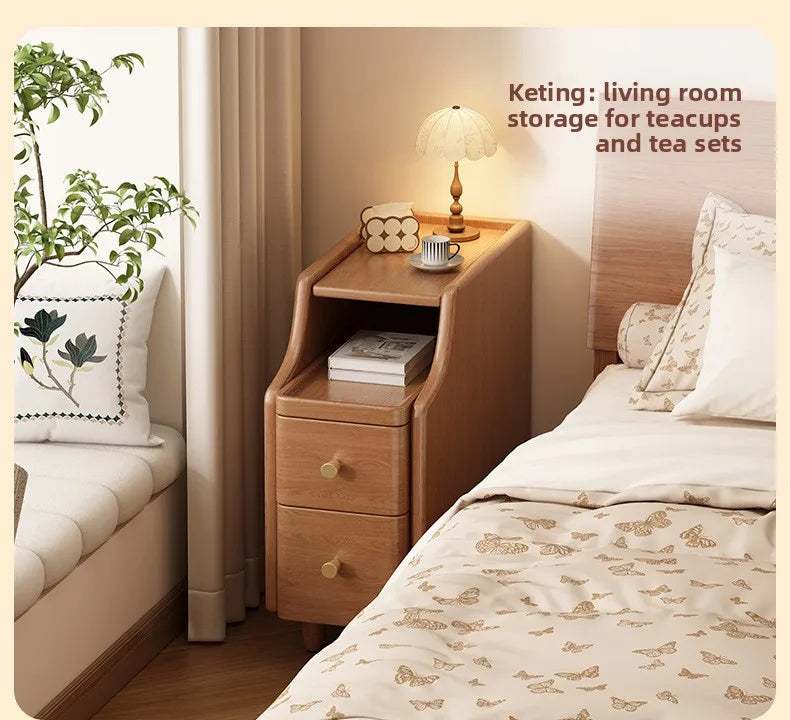 Nachttisch mit schmalem Rahmen für den Haushalt, kleiner Beistelltisch für das Schlafzimmer, einfacher Nachttisch mit Stauraum, 20–30 cm schmaler Beistellschrank