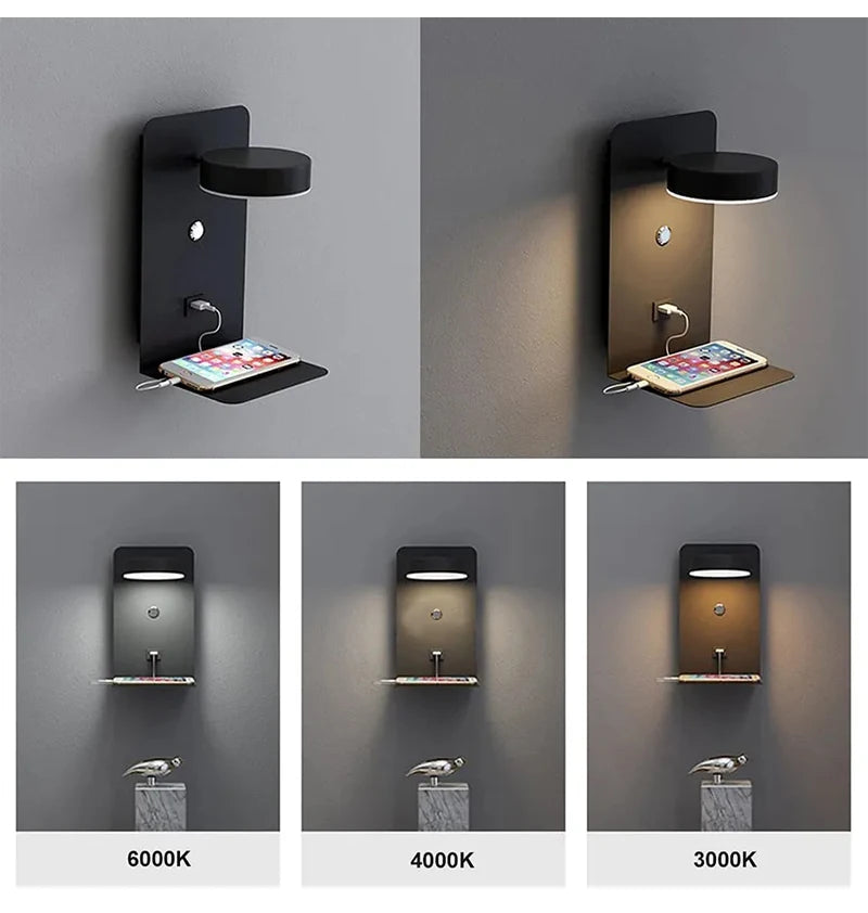 Schlafzimmer LED Wand leuchten mit USB-Ladung Wand leuchte Innen leuchte für Wohnzimmer Dekor Wand paneele mit Schalter Gang moderne Wand leuchte lampe wohnzimer zimmer deko wandleuchte wand paneele wanddeko spiegel
