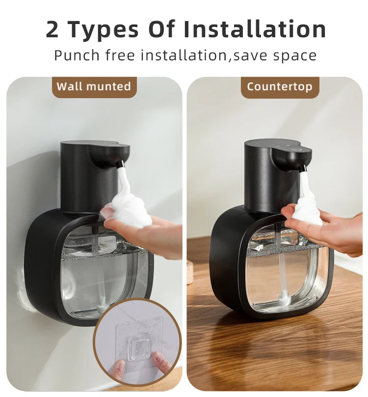 Neuer an der Wand montierter automatischer Seifenspender aus Schaumstoff, intelligente Handwaschmaschine, 500 ml flüssiger wiederaufladbarer Badezimmer-Induktionssensor