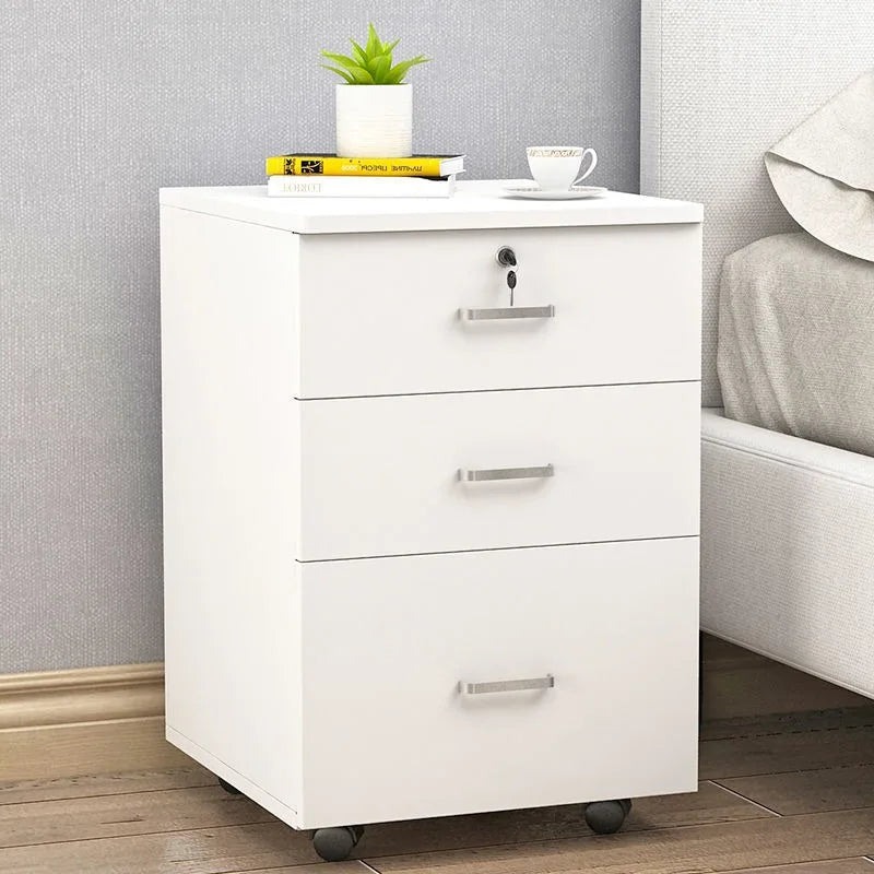 Büroschrank, einfacher moderner Haushalt, Schlafzimmer, beweglicher Nachttisch mit Schloss, einfacher Massivholz-Aufbewahrungsschrank