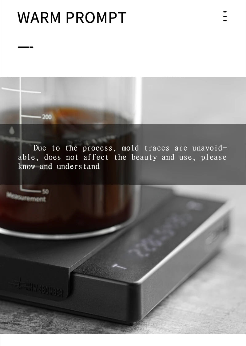 MHW-3BOMBER Digitale Küchenkaffeewaage, hochpräzise, zyklische, wiederaufladbare Espresso-elektronische Waage, Heim-Barista-Zubehör
