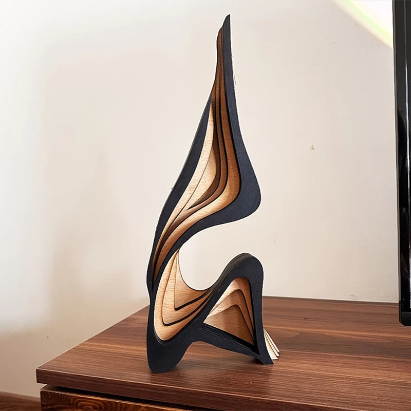 Dreidimensionale gebogene künstlerische Dekoration aus Holz, Bücherregal, Raumdekoration, Desktop-Ornamente, Kunstwerk mit unregelmäßiger Form