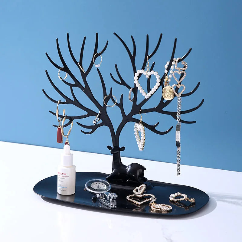 Jewelry Tree with Tray – Decorative Jewelry Holder for Rings & Earrings