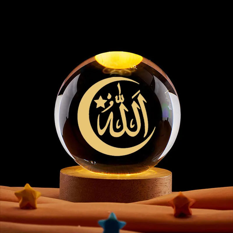 Ramadan Dekoration 3D Kristall Ball Nachtlicht Moschee Schloss Mond Leuchtende Ornament Muslimischen Islam Party Decor Ramadan Kareem Geschenk