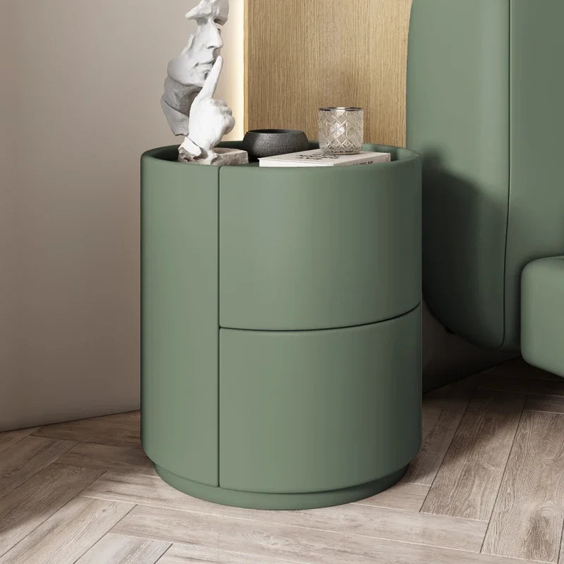 Home Wohnzimmer Sofa Seitenschrank, kreativer runder Nachttisch aus massivem Holz, neuer einfacher moderner kleiner Schlafzimmer-Aufbewahrungsschrank