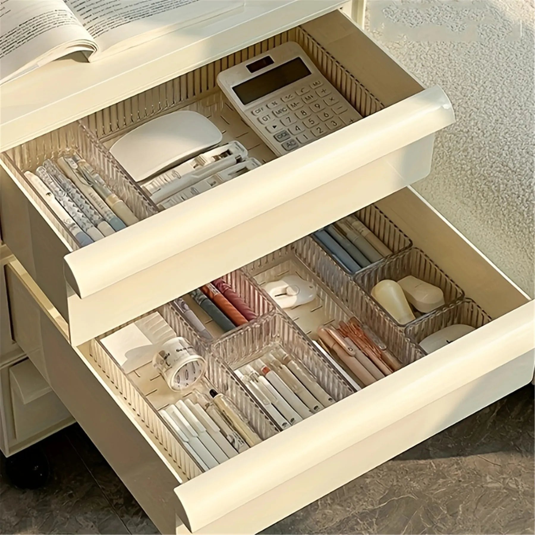 Stapelbarer Schubladen-Organizer aus Acryl – verstellbare Trenntabletts für Kosmetika, modulare Make-up-Aufbewahrungsbox