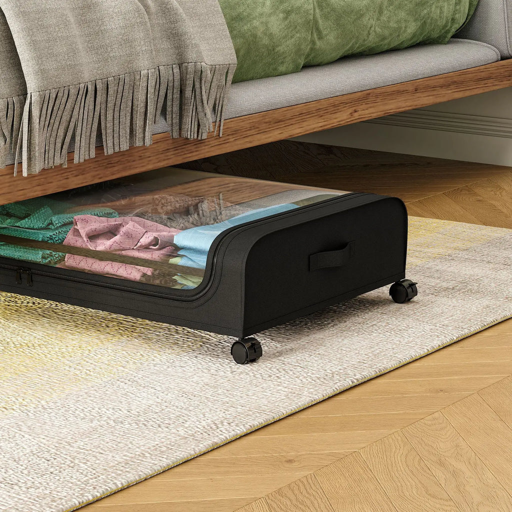 Unterbett-Aufbewahrungsbox mit Rollen Staubdichtes Aufbewahrungsregal Einfache Kleider- und Schuhaufbewahrungsbox Schlafzimmer-Organizer