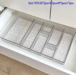 Stapelbarer Schubladen-Organizer aus Acryl – verstellbare Trenntabletts für Kosmetika, modulare Make-up-Aufbewahrungsbox