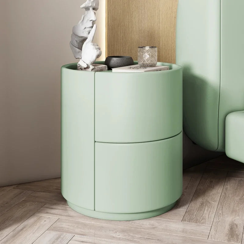 Home Wohnzimmer Sofa Seitenschrank, kreativer runder Nachttisch aus massivem Holz, neuer einfacher moderner kleiner Schlafzimmer-Aufbewahrungsschrank
