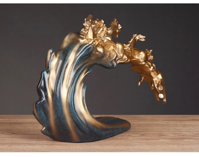 Pferd Ornamente Ein Herd Pferde Kunst Und Handwerk Harz Goldenes Licht Luxus Wein Schrank Büro Desktop Dekoration