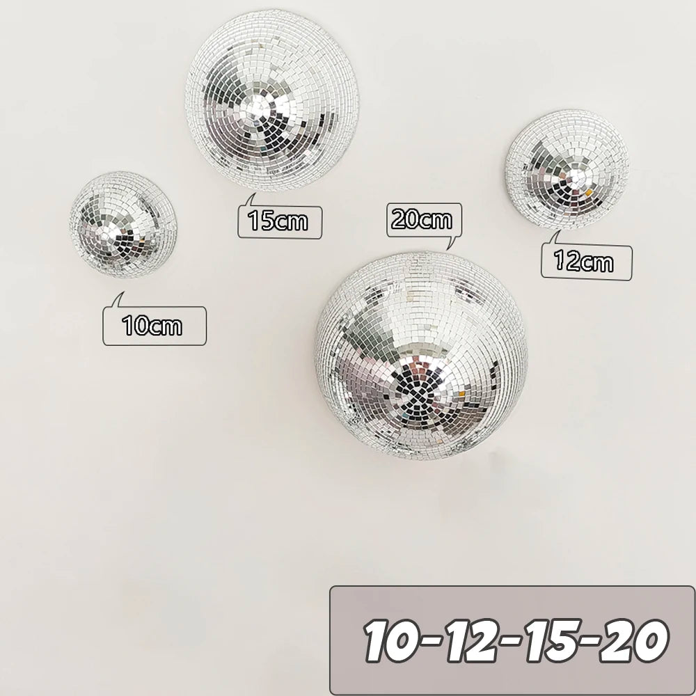 Wand-Disco-Kugel, verspiegelte Designs, metallische Heimdekoration, Spiegelkugel, Dekoration für Hochzeit, Disco-Kugel, Halbkreis, Heim-Wandkunst