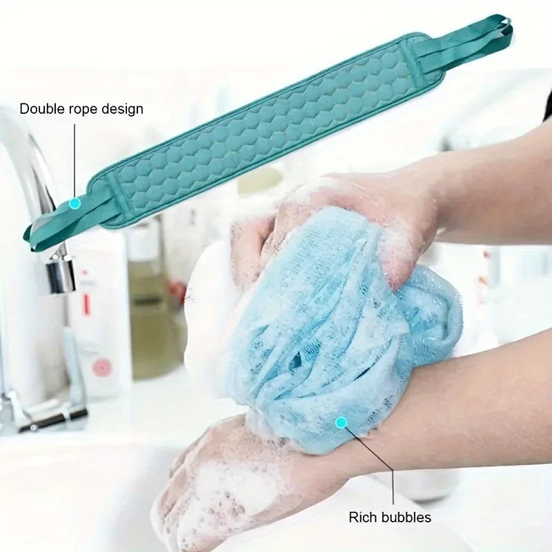 Badetuch-Duschset, dreiteiliges Set, verdicktes Badekugel-Kombinationsset zum Schlammreinigung, Rückzugsstreifen, langes Handtuch auf der Rückseite