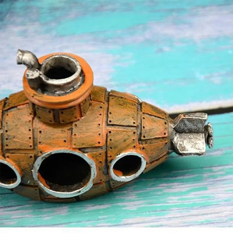 Künstliche Aquarium-Dekoration, Unterschlupf, Ornament, U-Boot-Dekor, Kunstharz, Landschaftsbau, Haus für Fischzubehör für Aquarium-Sachen