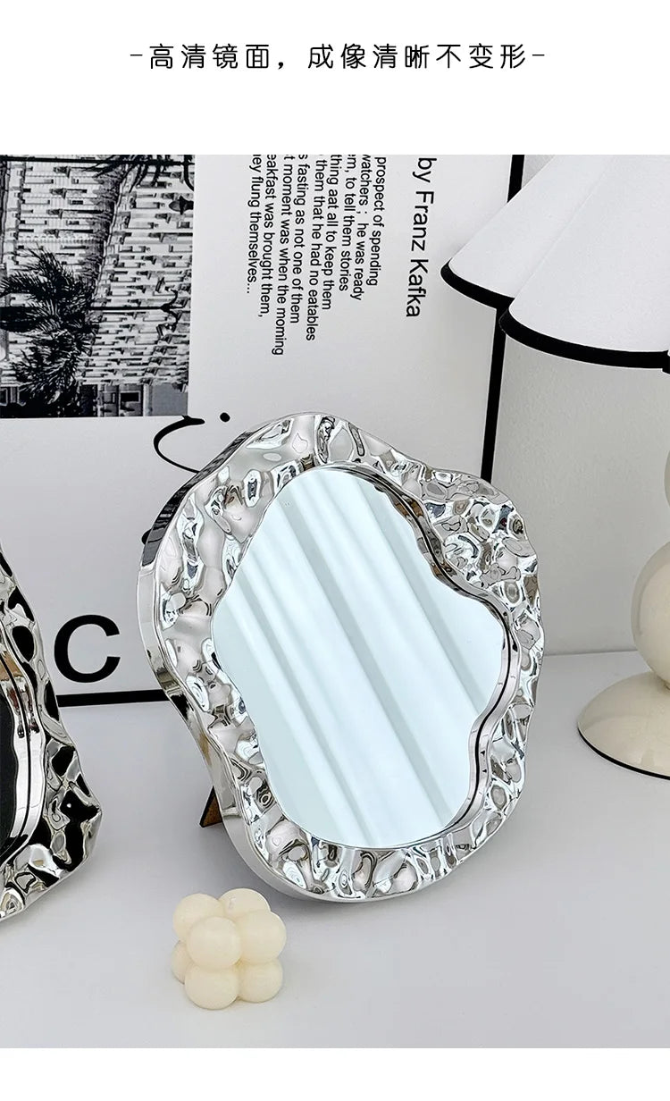 Badezimmer Behandelt Spiegel Eitelkeit Frauen Design Tragbare Spiegel Kleine Wohnheim Espejo Maquillaje Luz Hause Dekoration Zubehör