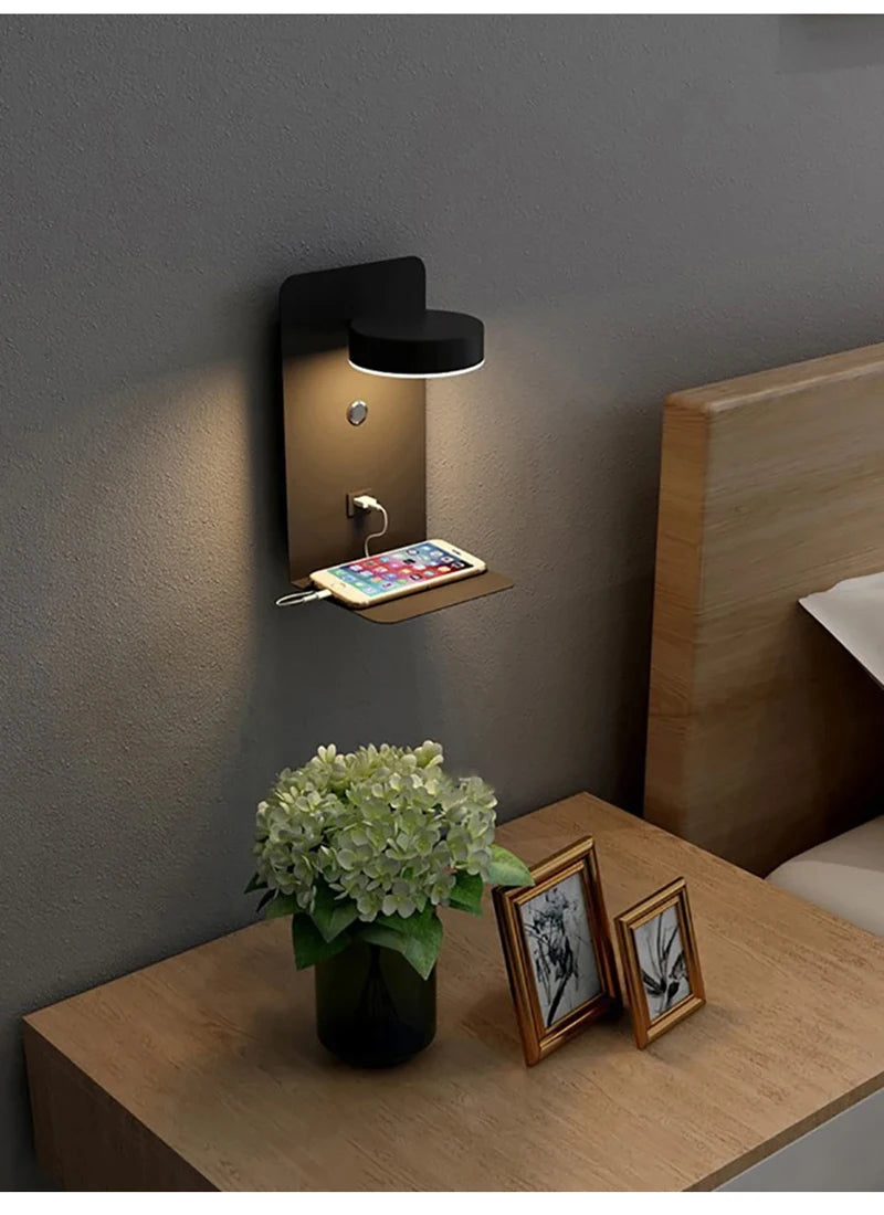 Schlafzimmer LED Wand leuchten mit USB-Ladung Wand leuchte Innen leuchte für Wohnzimmer Dekor Wand paneele mit Schalter Gang moderne Wand leuchte lampe wohnzimer zimmer deko wandleuchte wand paneele wanddeko spiegel