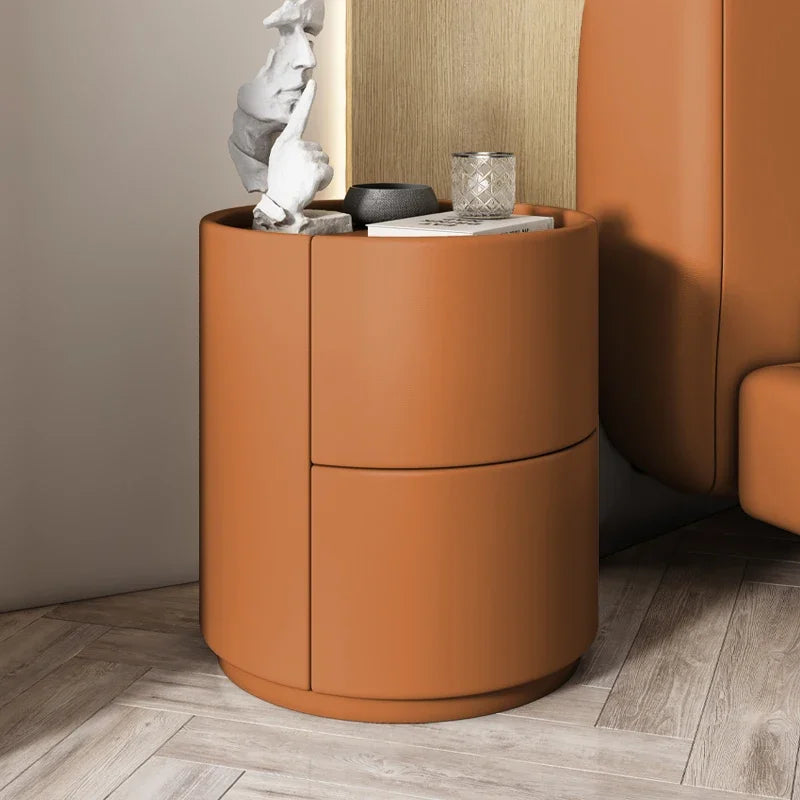 Home Wohnzimmer Sofa Seitenschrank, kreativer runder Nachttisch aus massivem Holz, neuer einfacher moderner kleiner Schlafzimmer-Aufbewahrungsschrank