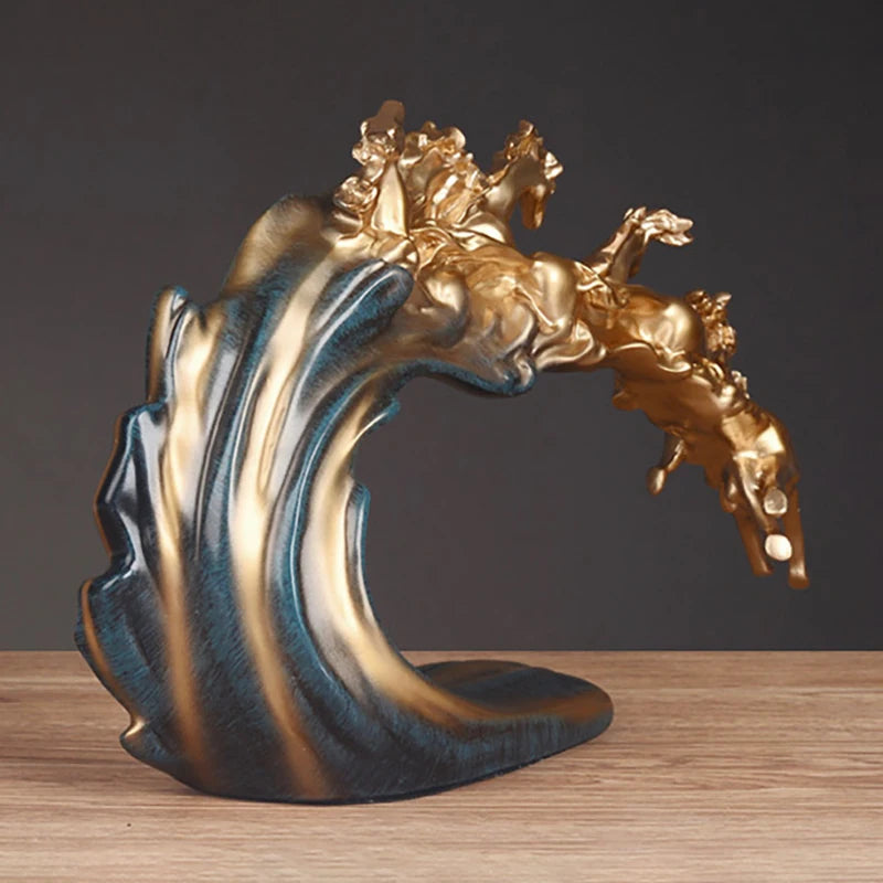 Pferd Ornamente Ein Herd Pferde Kunst Und Handwerk Harz Goldenes Licht Luxus Wein Schrank Büro Desktop Dekoration